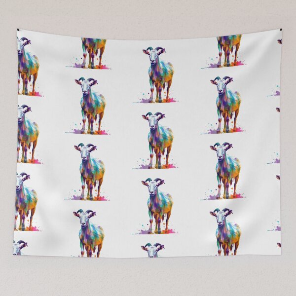 Item preview, Goat | Western | Cow | Caprine | Watercolor | Wild Animal | Animal | Zoo | Wildlife | Lifestyle | Bold Colors  designed and sold by mwinter2205.