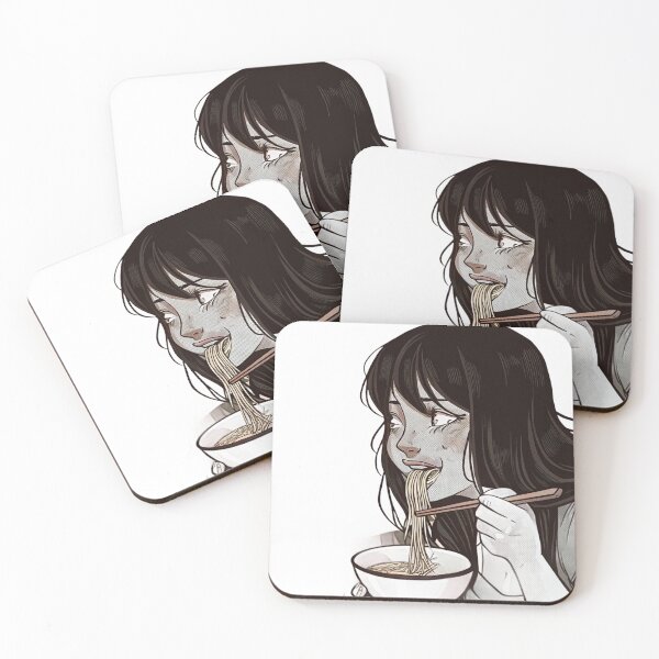 Item preview, Beatiful anime girl eating ramen funny sarcastic designed and sold by NuttyAnimals.