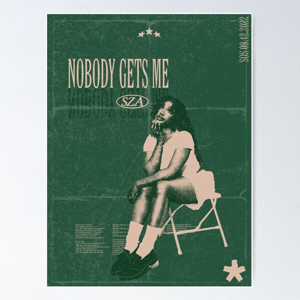 Item preview, SZA 'Nobody Gets Me' Retro Song Poster Ultra HD designed and sold by 070ASHR.