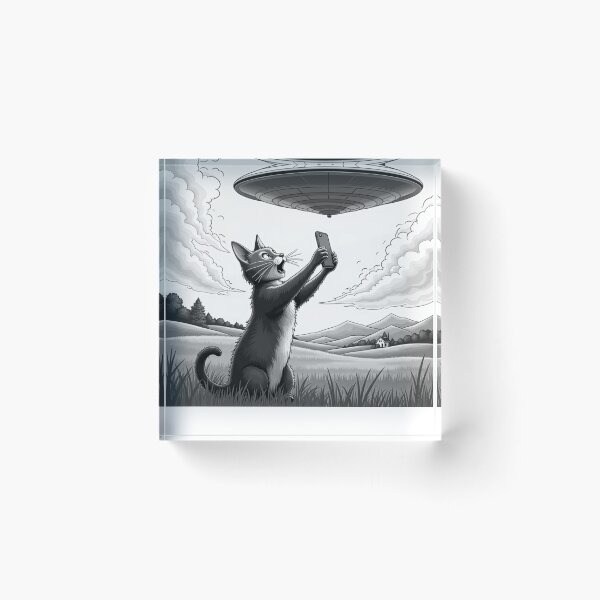 Item preview, Cat Selfie With Alien UFO Funny Cat   designed and sold by ArtFromBeyond.