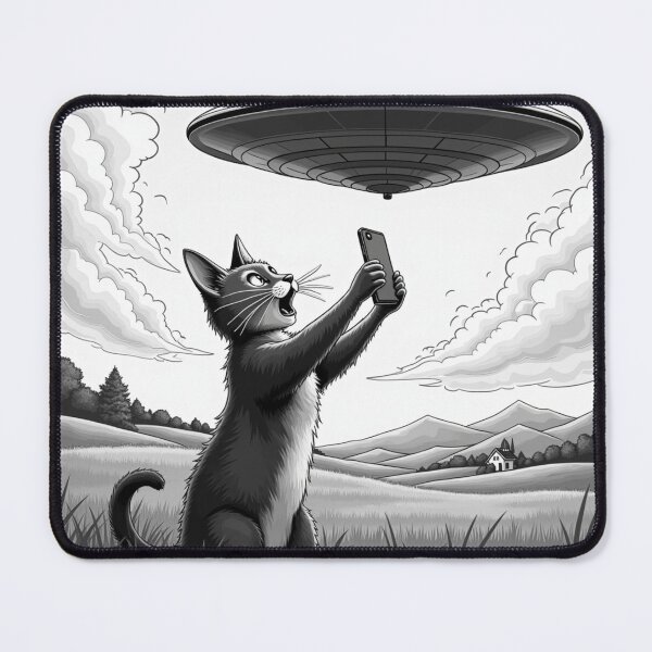 Item preview, Cat Selfie With Alien UFO Funny Cat designed and sold by ArtFromBeyond.