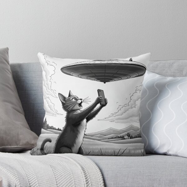 Item preview, Cat Selfie With Alien UFO Funny Cat   designed and sold by ArtFromBeyond.