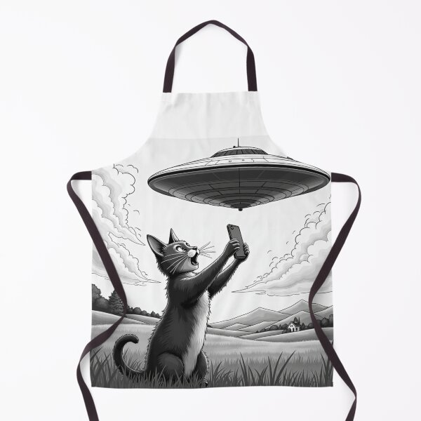 Item preview, Cat Selfie With Alien UFO Funny Cat designed and sold by ArtFromBeyond.
