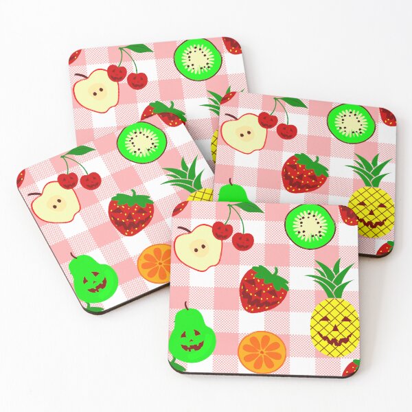 Item preview, pink halloween jack o'lantern fruit gingham designed and sold by Gossip Rag.