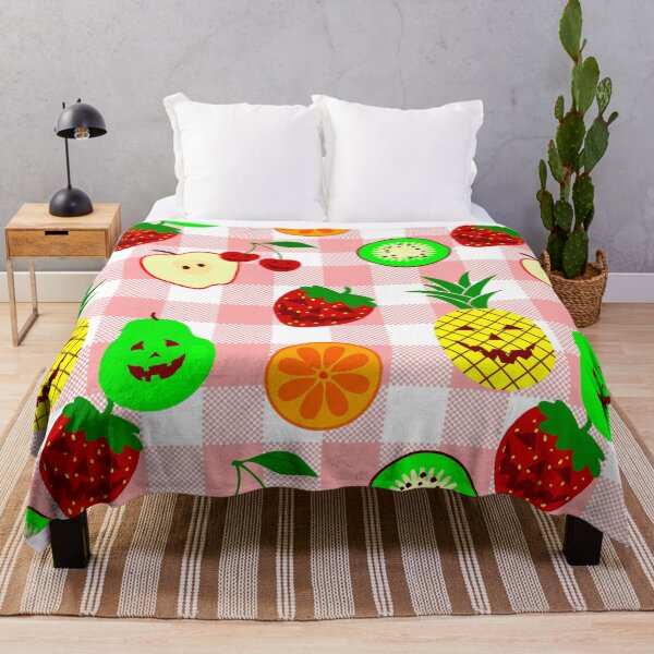 Item preview, pink halloween jack o'lantern fruit gingham designed and sold by Gossip Rag.