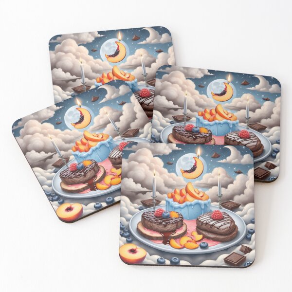 Item preview, Steaks Covered In Chocolatey Fruits With Thick Clouds And Candles designed and sold by Melantari Vizuns.