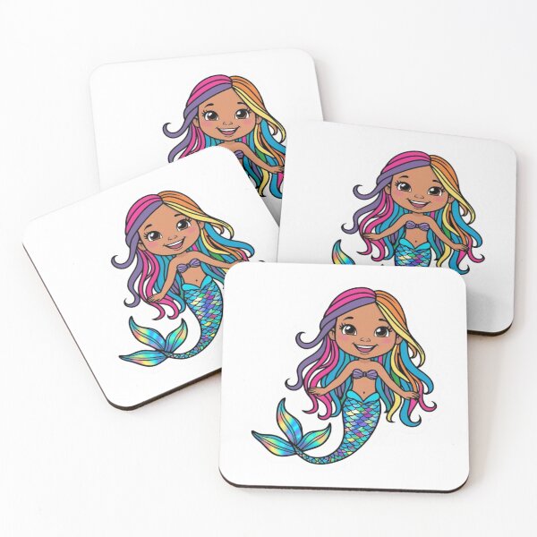 Item preview, Kawaii Cartoon Black Girl multicoloured Haired Mermaid designed and sold by hannah01789.