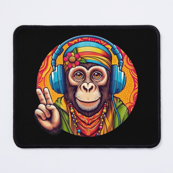 Item preview, Monkey Wearing Headphones Hippy designed and sold by Myra365Art.