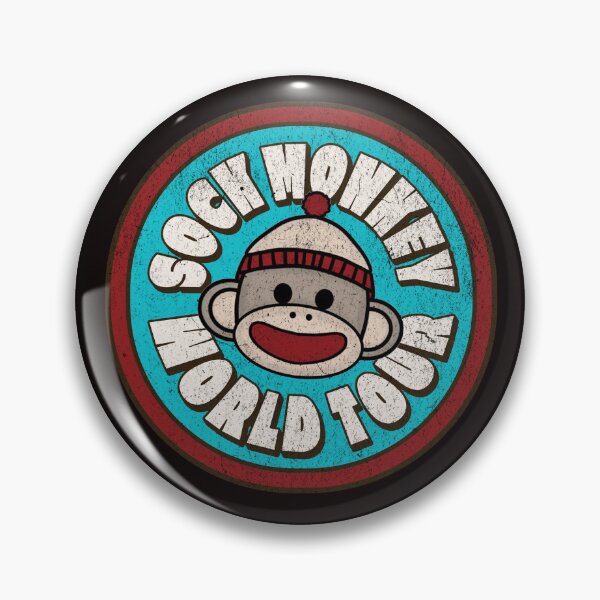 Artikelvorschau, Socke Monkey World Tour Vintage Grunge Logo entworfen und verkauft von The Masked Designer.