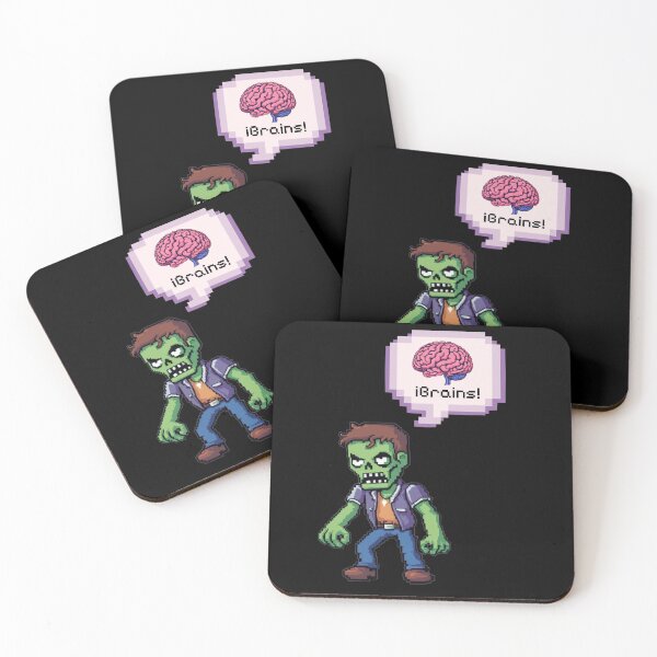 Item preview, zombie thinking brains in pixel art designed and sold by Wild Cat Project.
