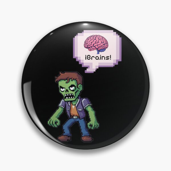 Item preview, zombie thinking brains in pixel art designed and sold by Wild Cat Project.