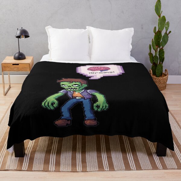 Item preview, zombie thinking brains in pixel art designed and sold by Wild Cat Project.
