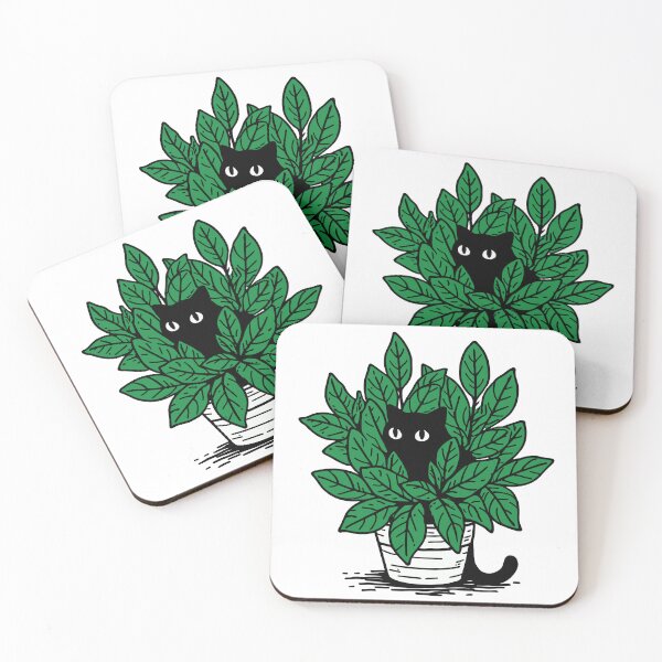 Item preview, Black Cat in Plant Pot designed and sold by Gkinoki.