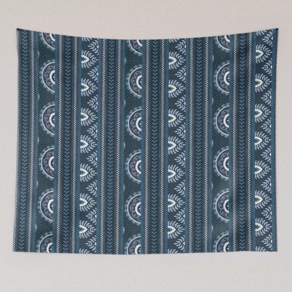 Item preview, Modern Suzani Stripe - Indigo Blue designed and sold by Sarah Thorpe Designs .