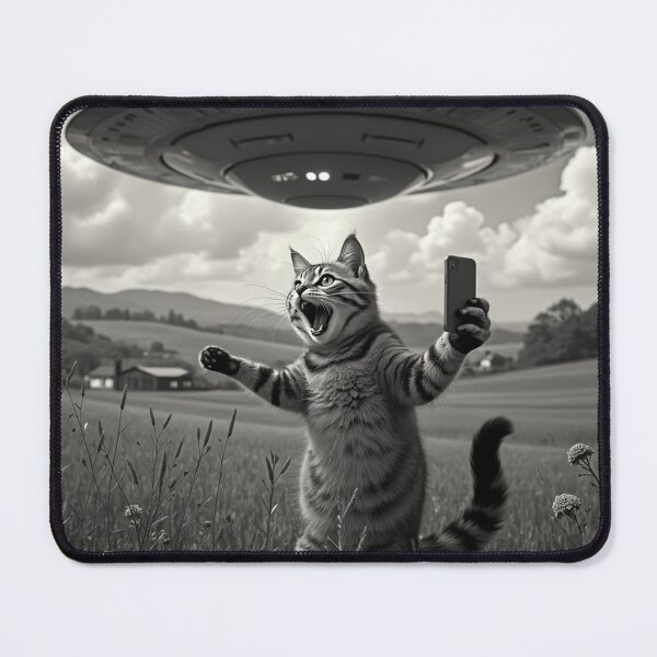 Item preview, Cat Selfie With Alien UFO Funny Cat   designed and sold by ArtFromBeyond.