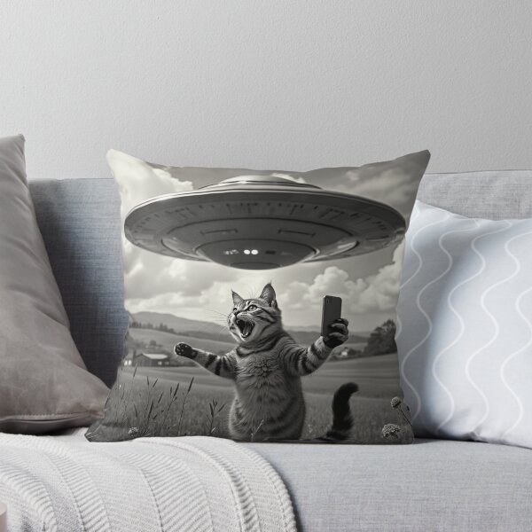 Item preview, Cat Selfie With Alien UFO Funny Cat   designed and sold by ArtFromBeyond.