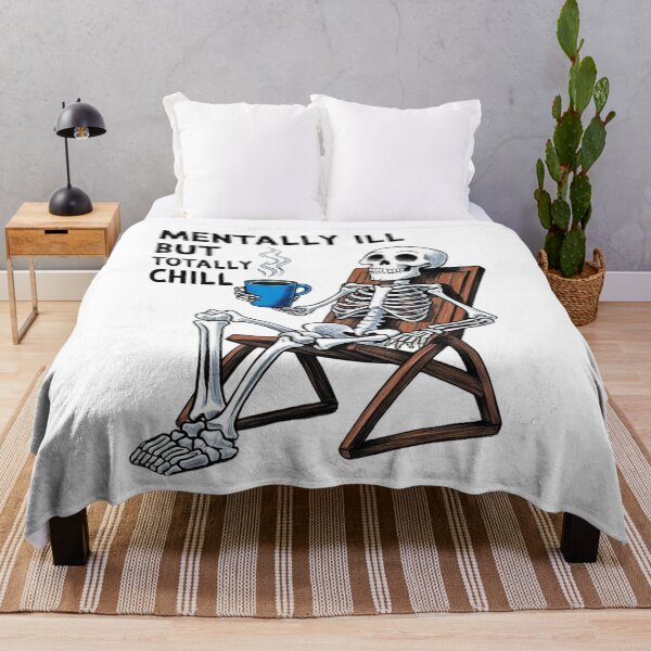 Item preview, Funny Skeleton Coffee Lover Mentally Ill But Totally Chill designed and sold by JerdbordinShop.