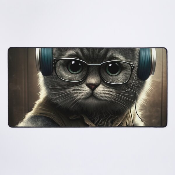 Item preview, DJ Cat behind the decks illustration designed and sold by RK - Shop.
