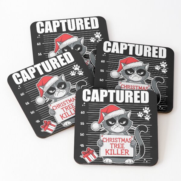 Item preview, Captured Christmas Tree Killer | Funny Arrested Cat - Black designed and sold by PearlMoonGrapes.