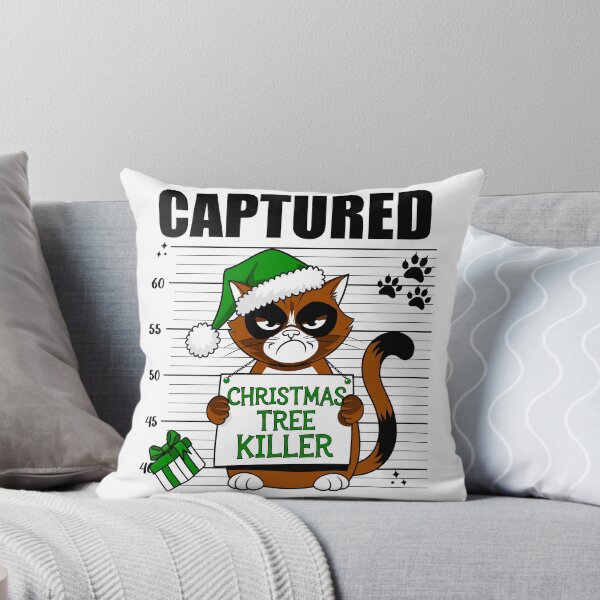 Item preview, Green Captured Christmas Tree Killer | Funny Arrested Orange Cat designed and sold by PearlMoonGrapes.