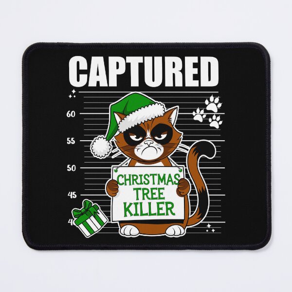 Item preview, Green Captured Christmas Tree Killer | Funny Arrested Orange Cat - Black designed and sold by PearlMoonGrapes.