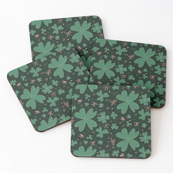 Item preview, Happy saint patty’s day clovers in green on dark green designed and sold by katerosestudios.