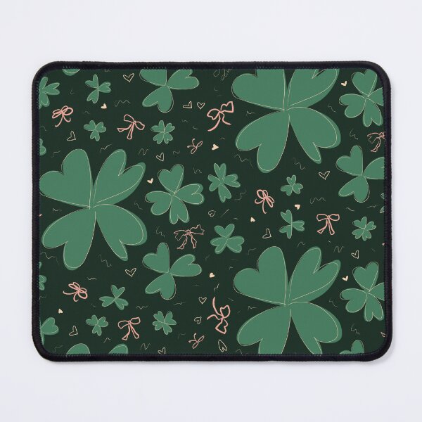 Item preview, Happy saint patty’s day clovers in green on dark green designed and sold by katerosestudios.