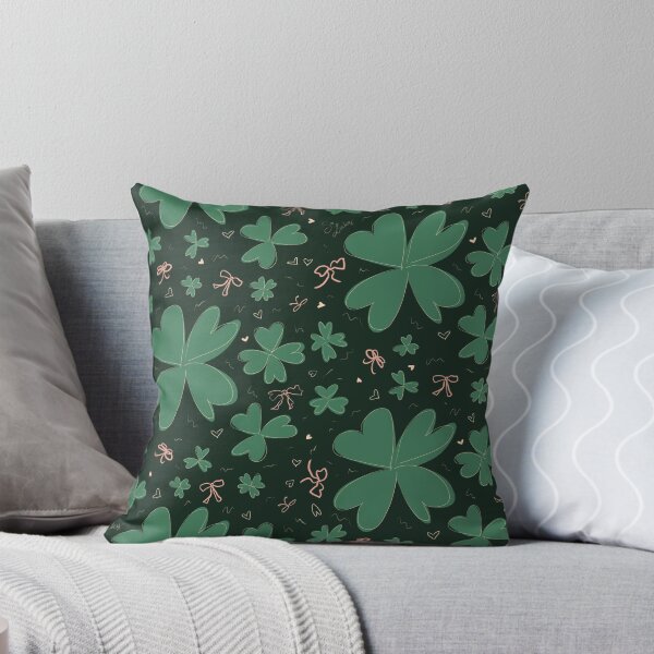 Item preview, Happy saint patty’s day clovers in green on dark green designed and sold by katerosestudios.