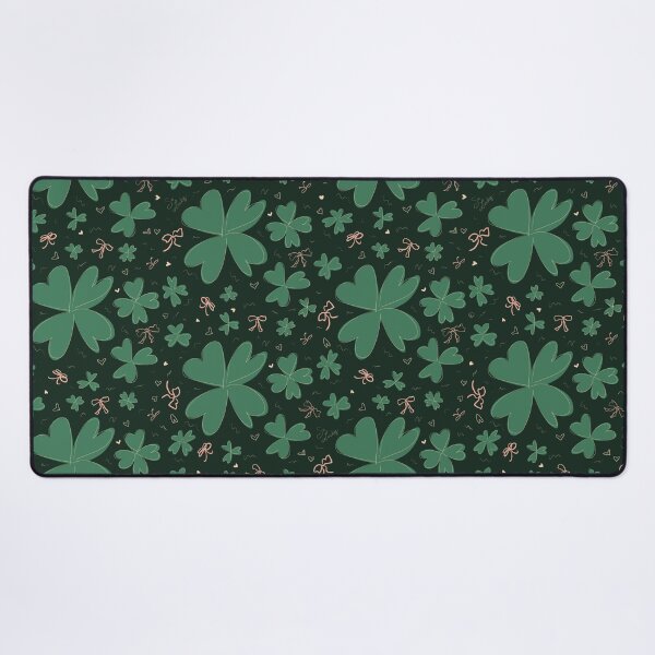 Item preview, Happy saint patty’s day clovers in green on dark green designed and sold by katerosestudios.