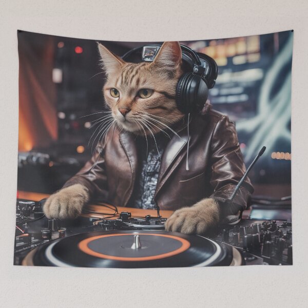 Item preview, DJ cat plays in the club designed and sold by RK - Shop.