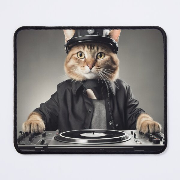 Item preview, DJ cat behind the wheels of steel designed and sold by RK - Shop.