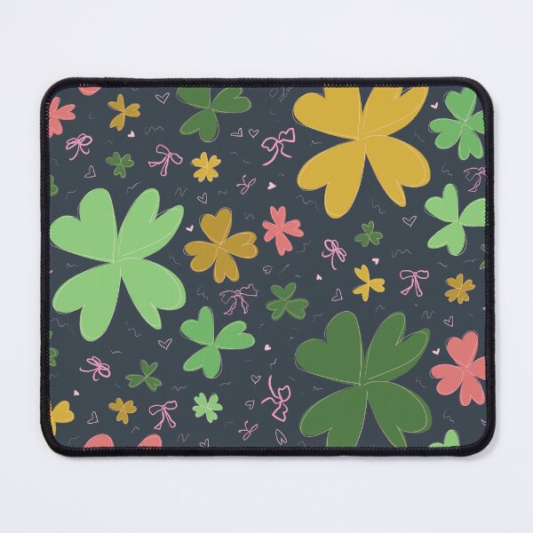 Item preview, Happy saint patty’s day colorful clovers in green on dark green designed and sold by katerosestudios.