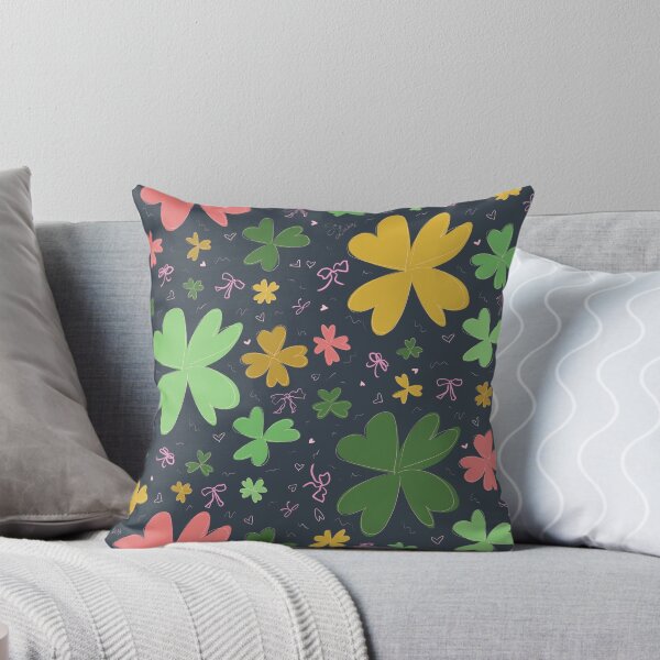 Item preview, Happy saint patty’s day colorful clovers in green on dark green designed and sold by katerosestudios.