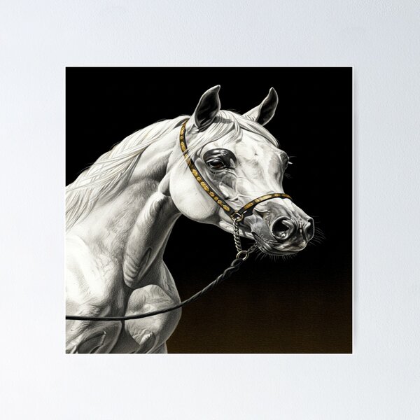 Item preview, Elegant Arabian Horse Pencil Sketch designed and sold by AuraMotivate.