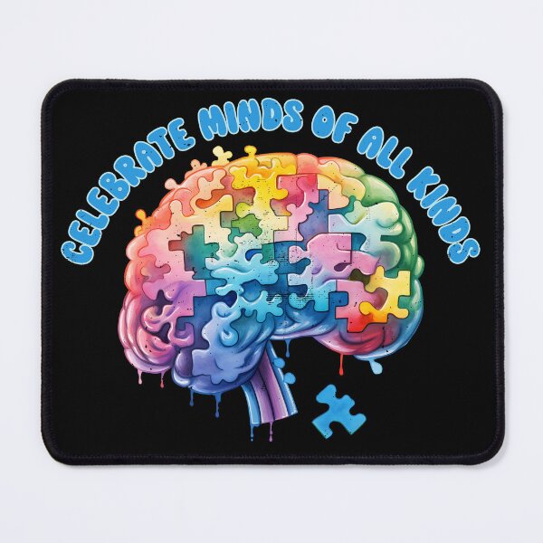 Item preview, Celebrating Minds Of All Kinds - Colorful Puzzle Brain - Autistic Gril Boy designed and sold by Smix Pixels.