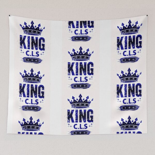 Item preview, King C.L.S Crown Star Stamp| Indigo Denim Blue | White designed and sold by Kingcls.