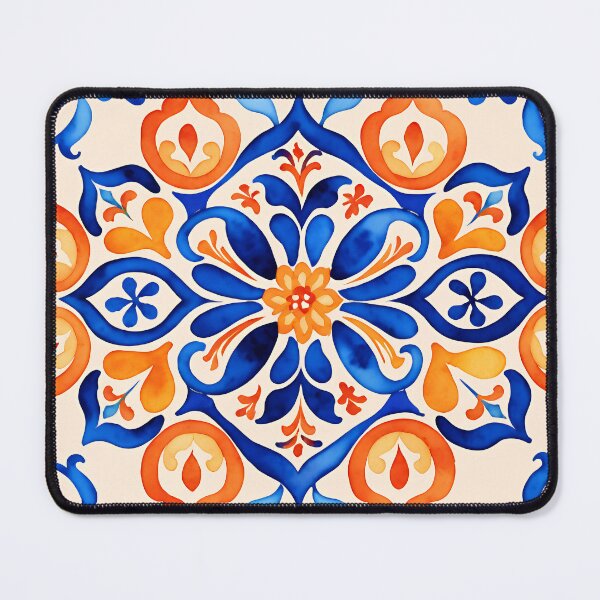 Item preview, Vibrant Blue and Orange Tile Design designed and sold by NeoHues.