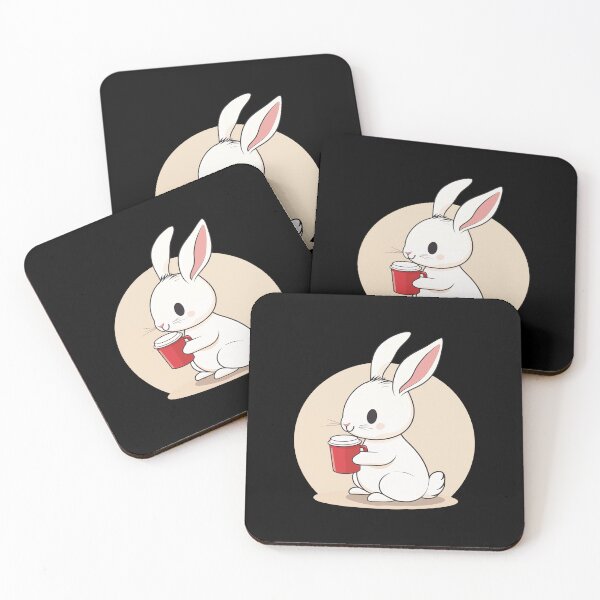 Item preview, White Bunny Enjoying Hot Coffee designed and sold by FWLKIT.