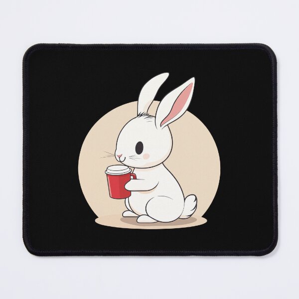 Item preview, White Bunny Enjoying Hot Coffee designed and sold by FWLKIT.