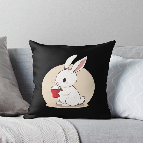 Item preview, White Bunny Enjoying Hot Coffee designed and sold by FWLKIT.