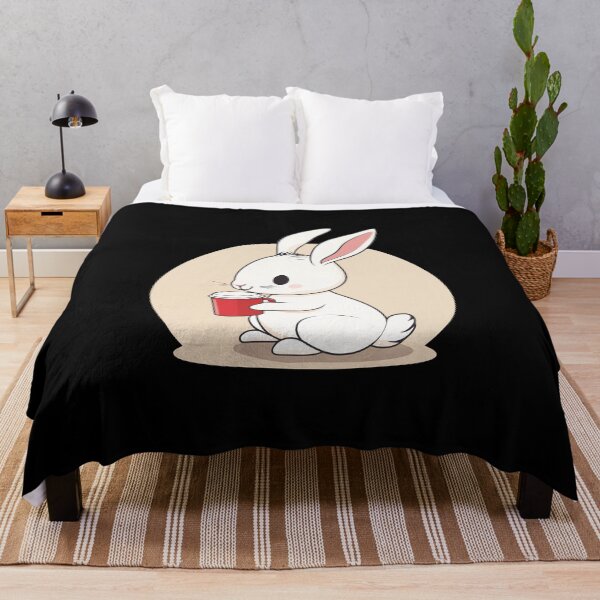 Item preview, White Bunny Enjoying Hot Coffee designed and sold by FWLKIT.