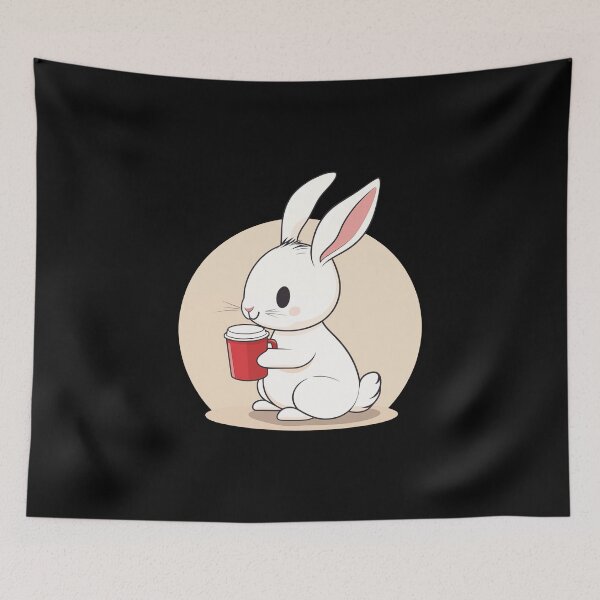 Item preview, White Bunny Enjoying Hot Coffee designed and sold by FWLKIT.