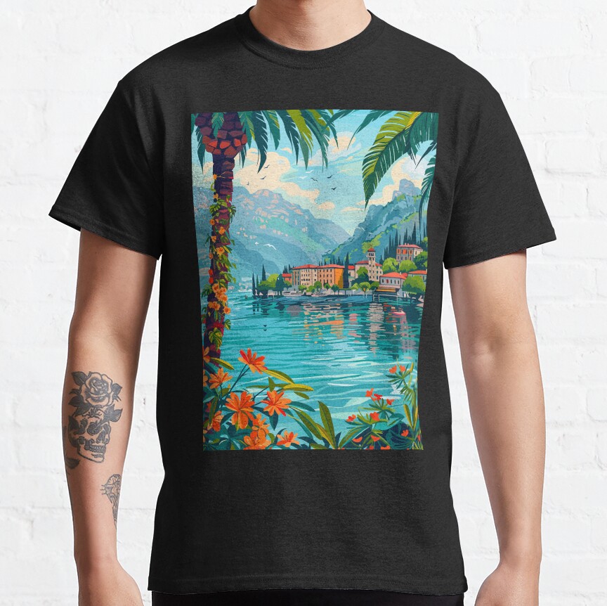Minimalist Lake Garda Lombardy Italy Art Classic T-Shirt