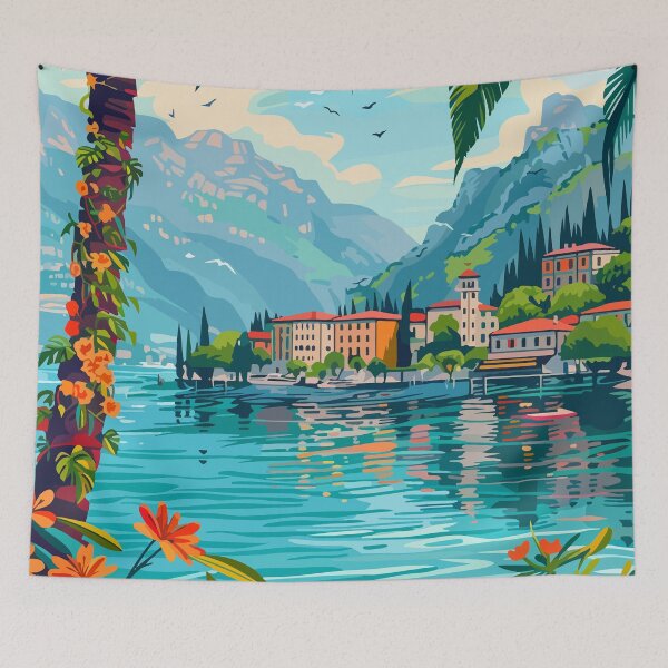 Item preview, Minimalist Lake Garda Lombardy Italy Art designed and sold by LVTFCOarts.