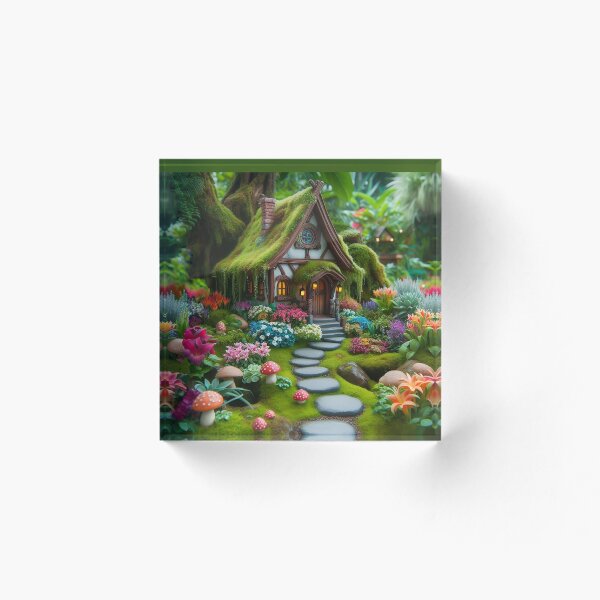 Item preview, Gnome Garden House in a Magic Forest Trees Folklore Fables, Romantasy designed and sold by TheTimeTaxi.
