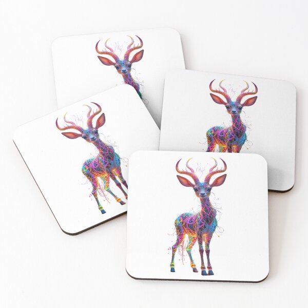 Item preview, Enchanted Deer of Light - Whimsical Neon Animal Art designed and sold by GloriousArtSKD.