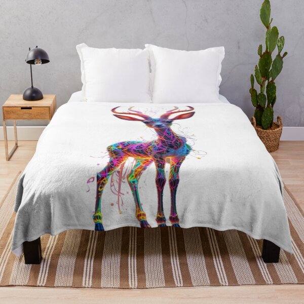Item preview, Enchanted Deer of Light - Whimsical Neon Animal Art designed and sold by GloriousArtSKD.