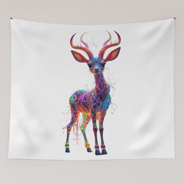 Item preview, Enchanted Deer of Light - Whimsical Neon Animal Art designed and sold by GloriousArtSKD.