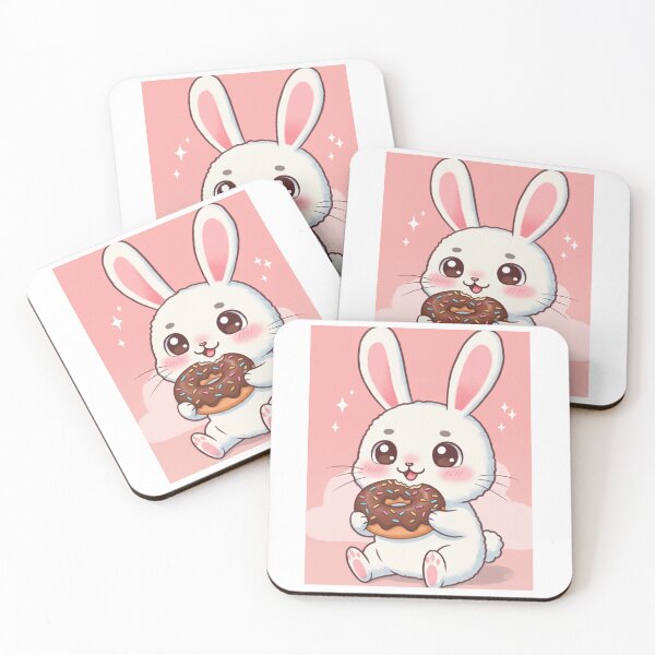 Item preview, Cute Bunny Eating Donut – Adorable Merch Collection designed and sold by SmartyWonders.