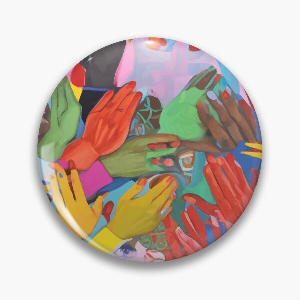 Item preview, A Hand Is All We Need, Abstract Human Face Community, Humanity People Colorful Concept Positivity designed and sold by 83oranges.com.